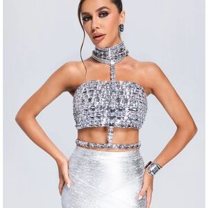 Glamorous Silver Metallic Top